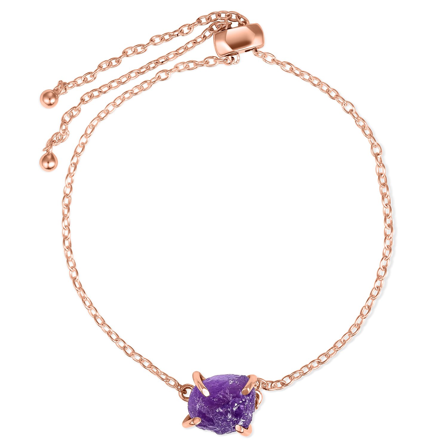 Bratara din argint Rose Gold Piece of Amethyst