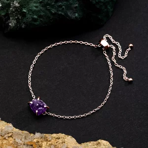 Bratara din argint Rose Gold Piece of Amethyst