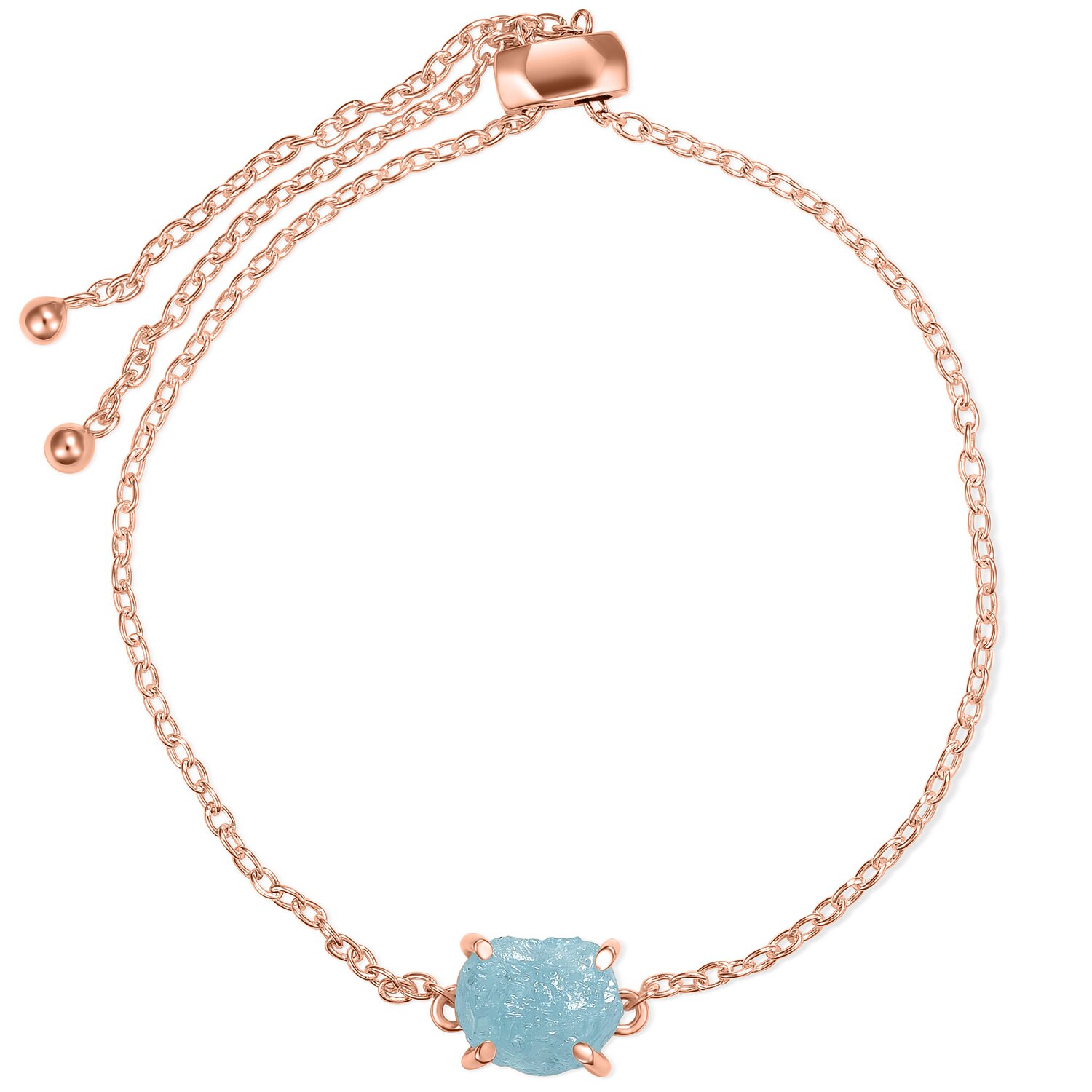 Bratara din argint Rose Gold Piece of Aquamarine