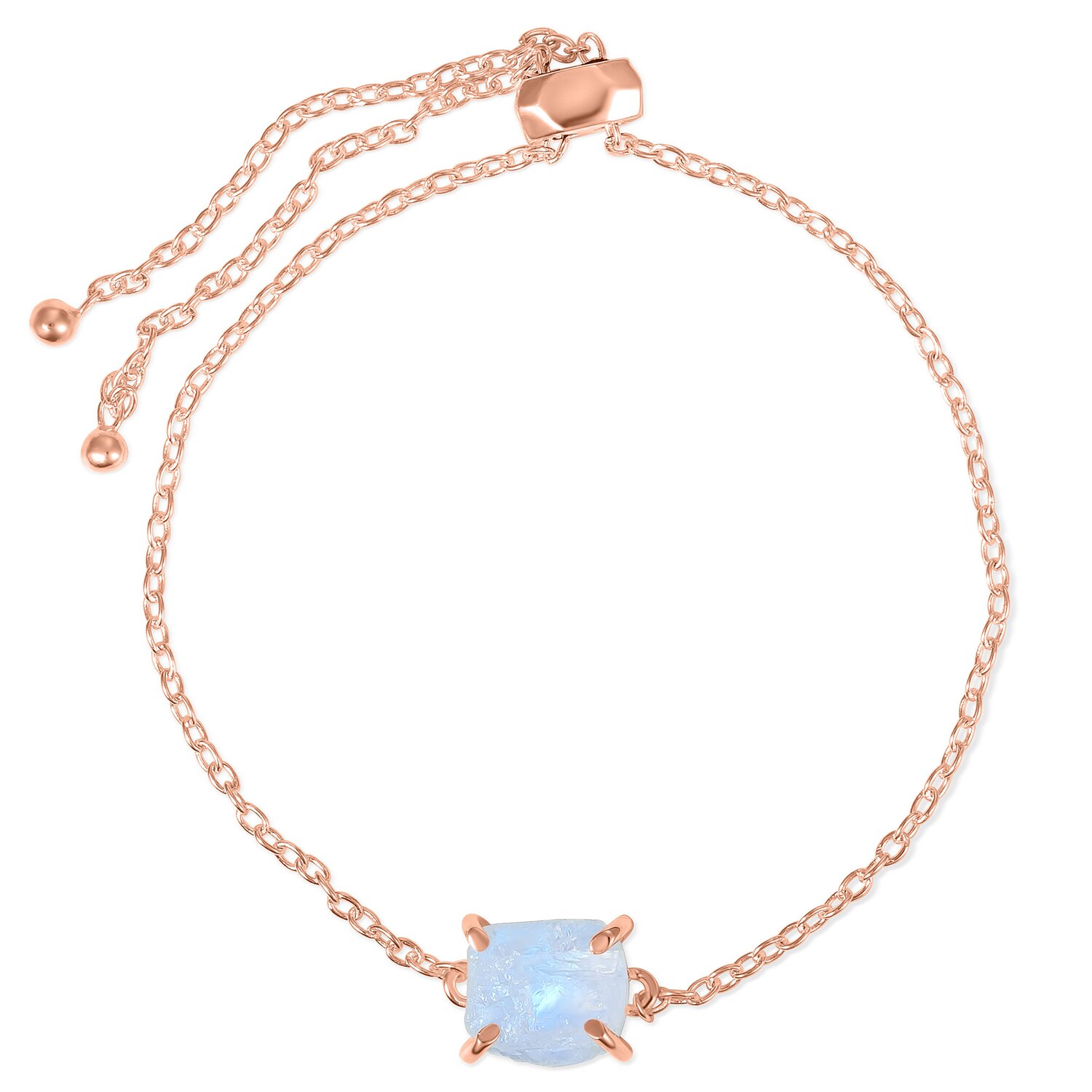 Bratara din argint Rose Gold Piece of Moonstone