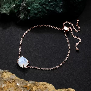 Bratara din argint Rose Gold Piece of Moonstone