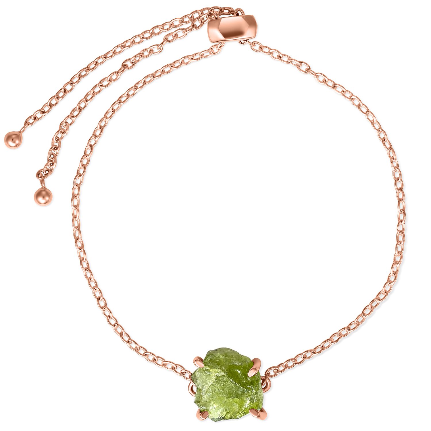 Bratara din argint Rose Gold Piece of Peridot