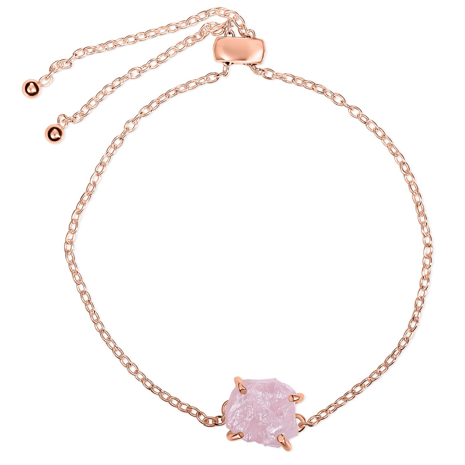 Bratara din argint Rose Gold Piece of Rose Quartz