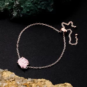 Bratara din argint Rose Gold Piece of Rose Quartz