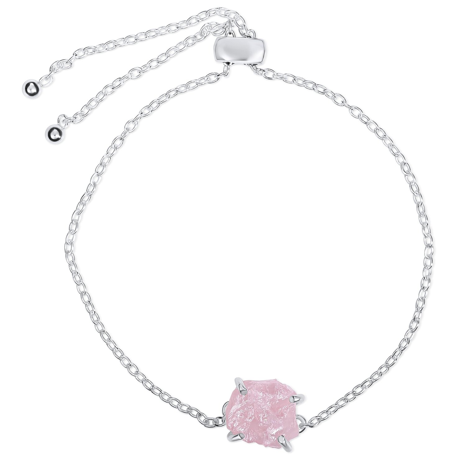 Bratara din argint Silver Piece of Rose Quartz