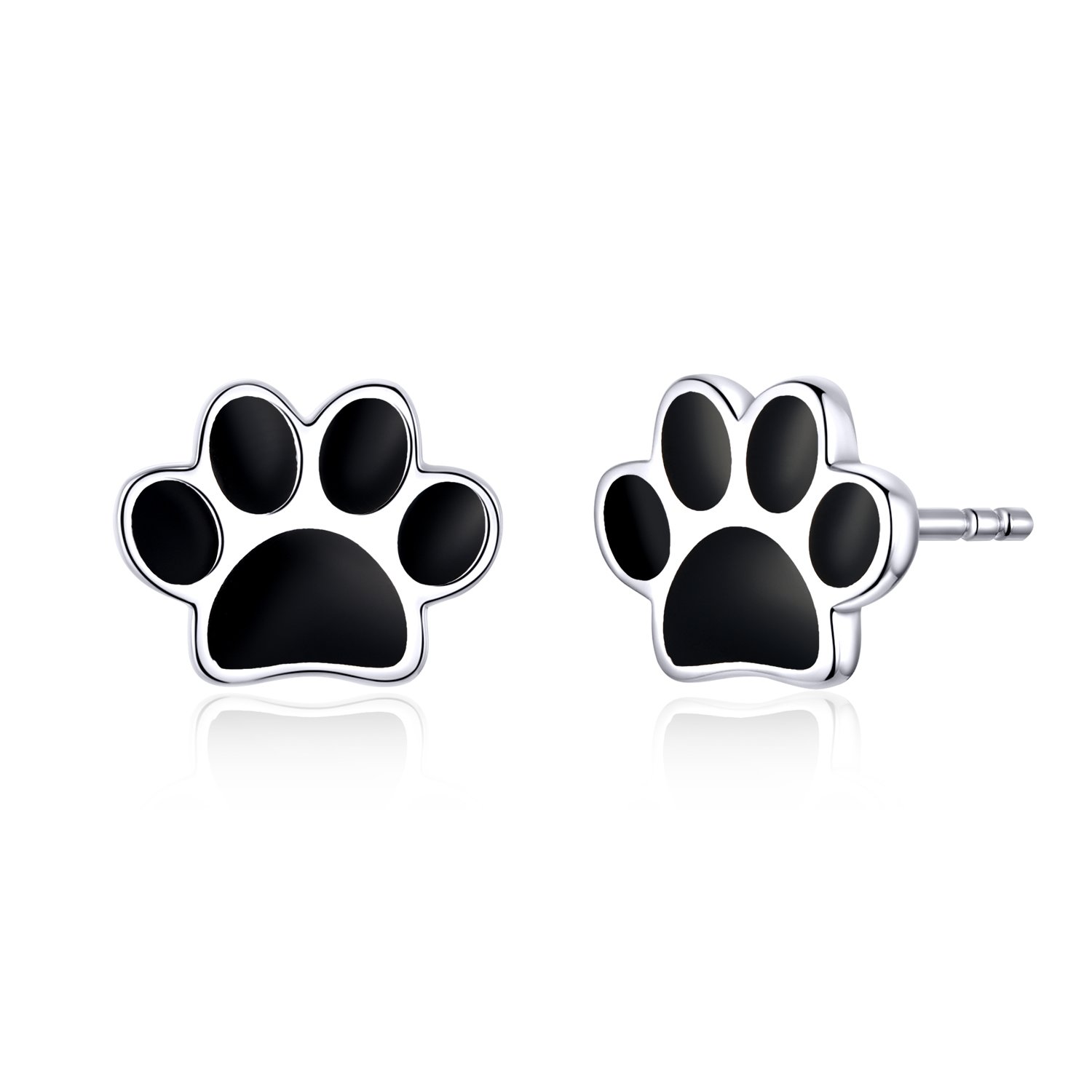 Cercei din argint black enamel paws