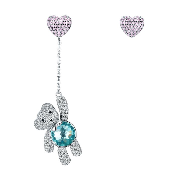 Cercei din argint blue crystal teddy