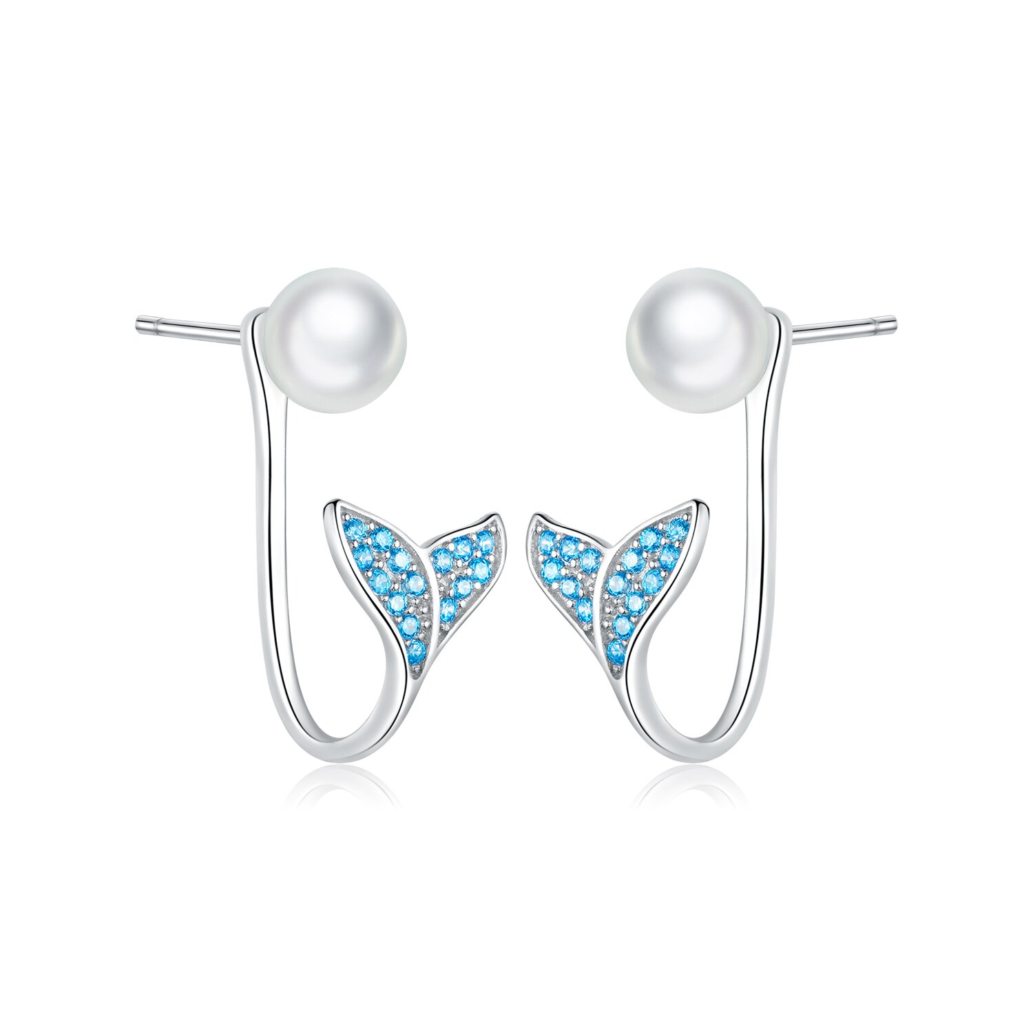 Cercei din argint blue pearl mermaid tail