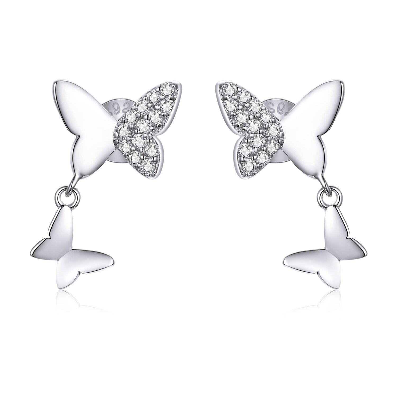 Cercei din argint chain butterflies