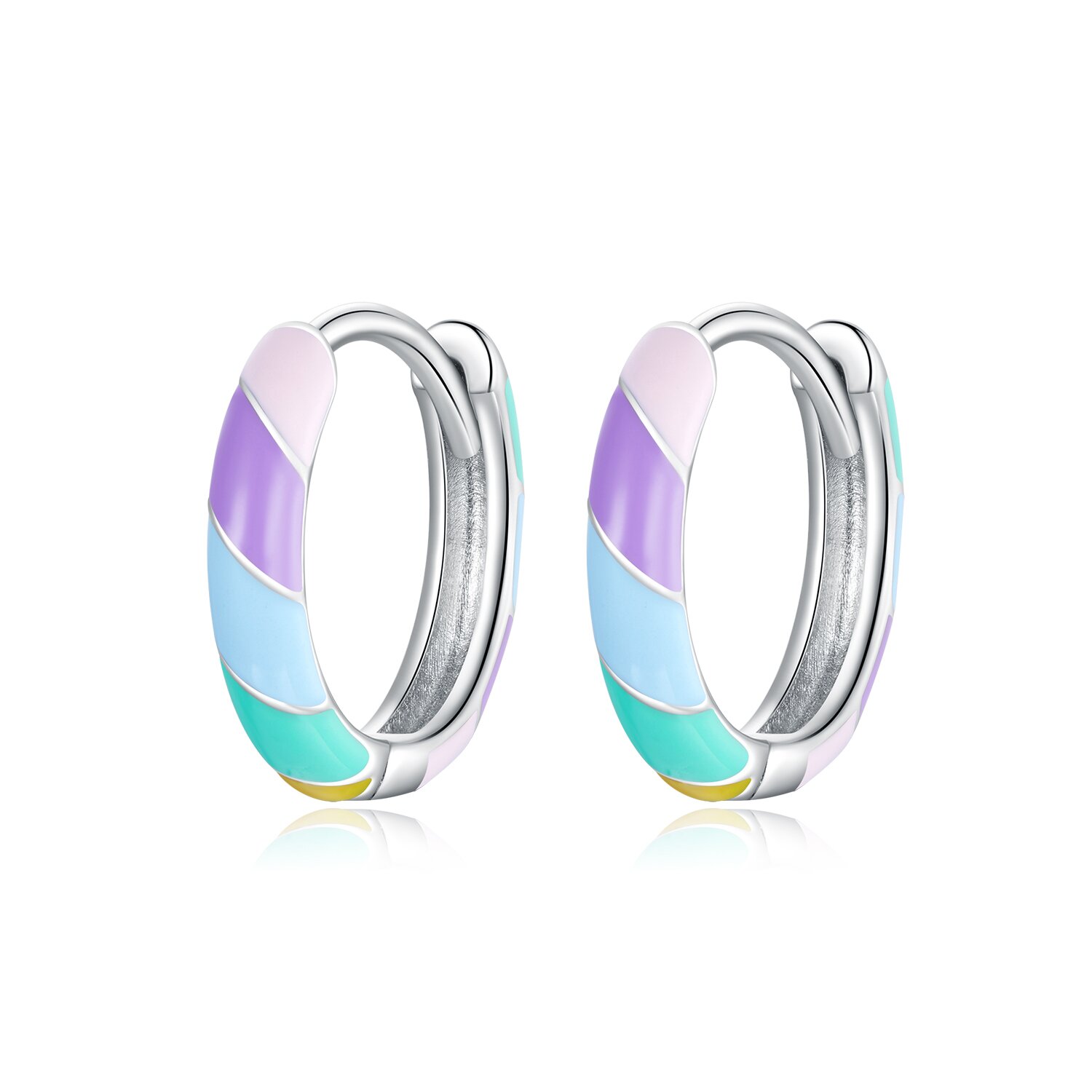 Cercei din argint colorful hoops