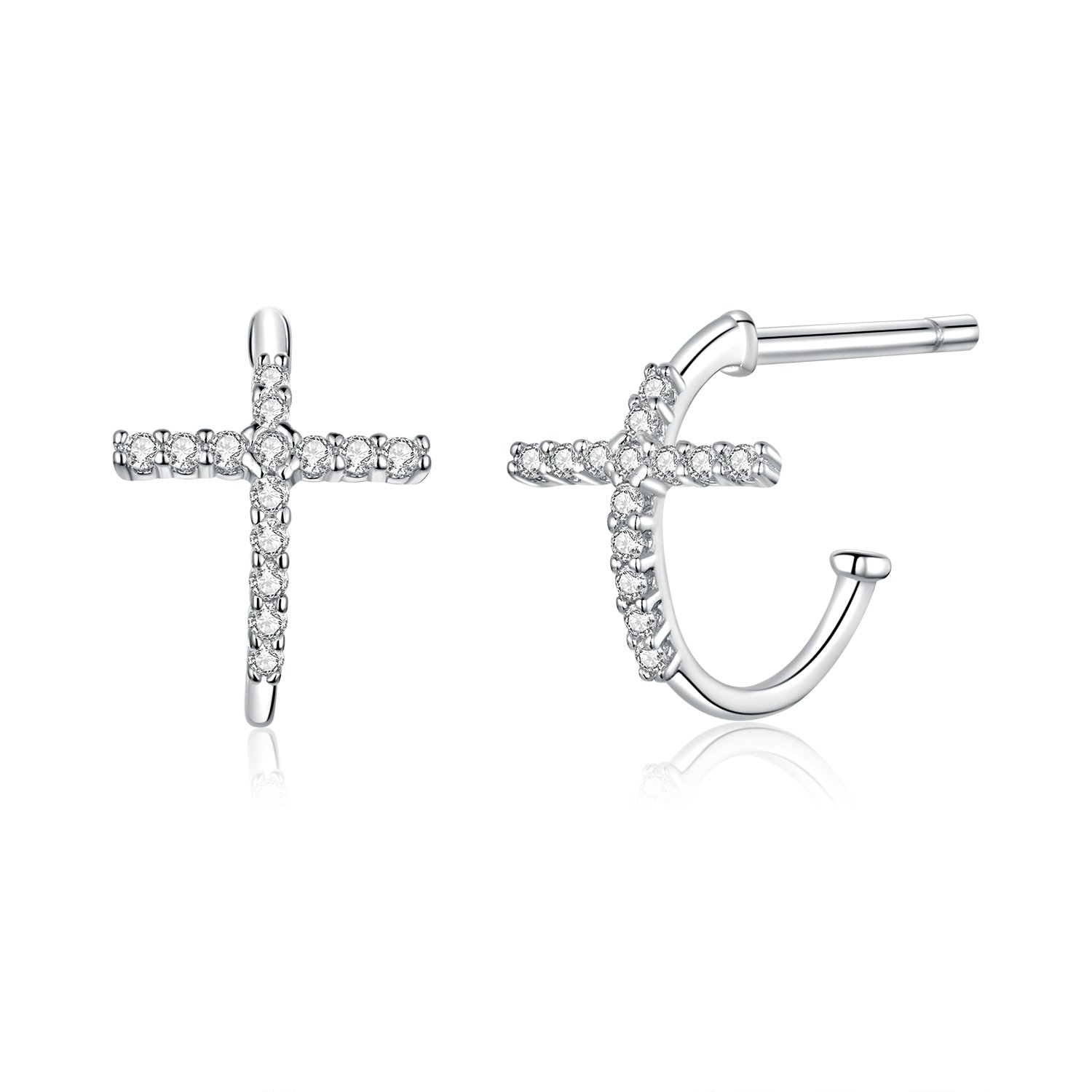 Cercei din argint cross little hoops