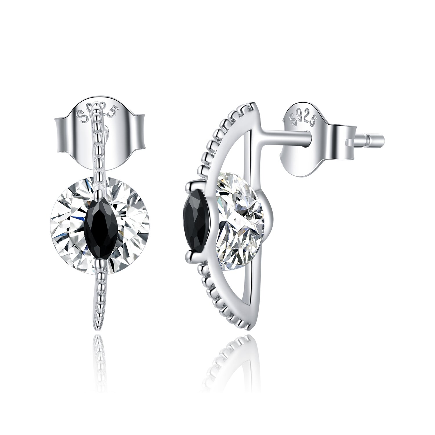 Cercei din argint crystal black studs