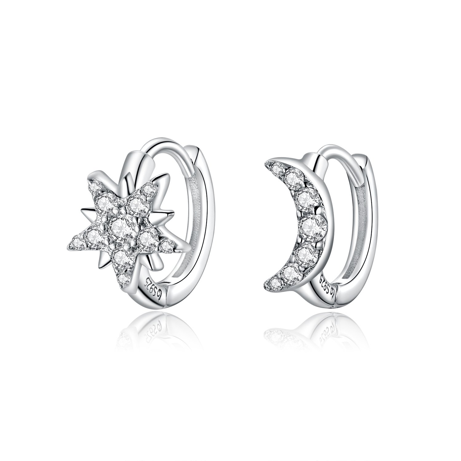 Cercei din argint crystal moon and star