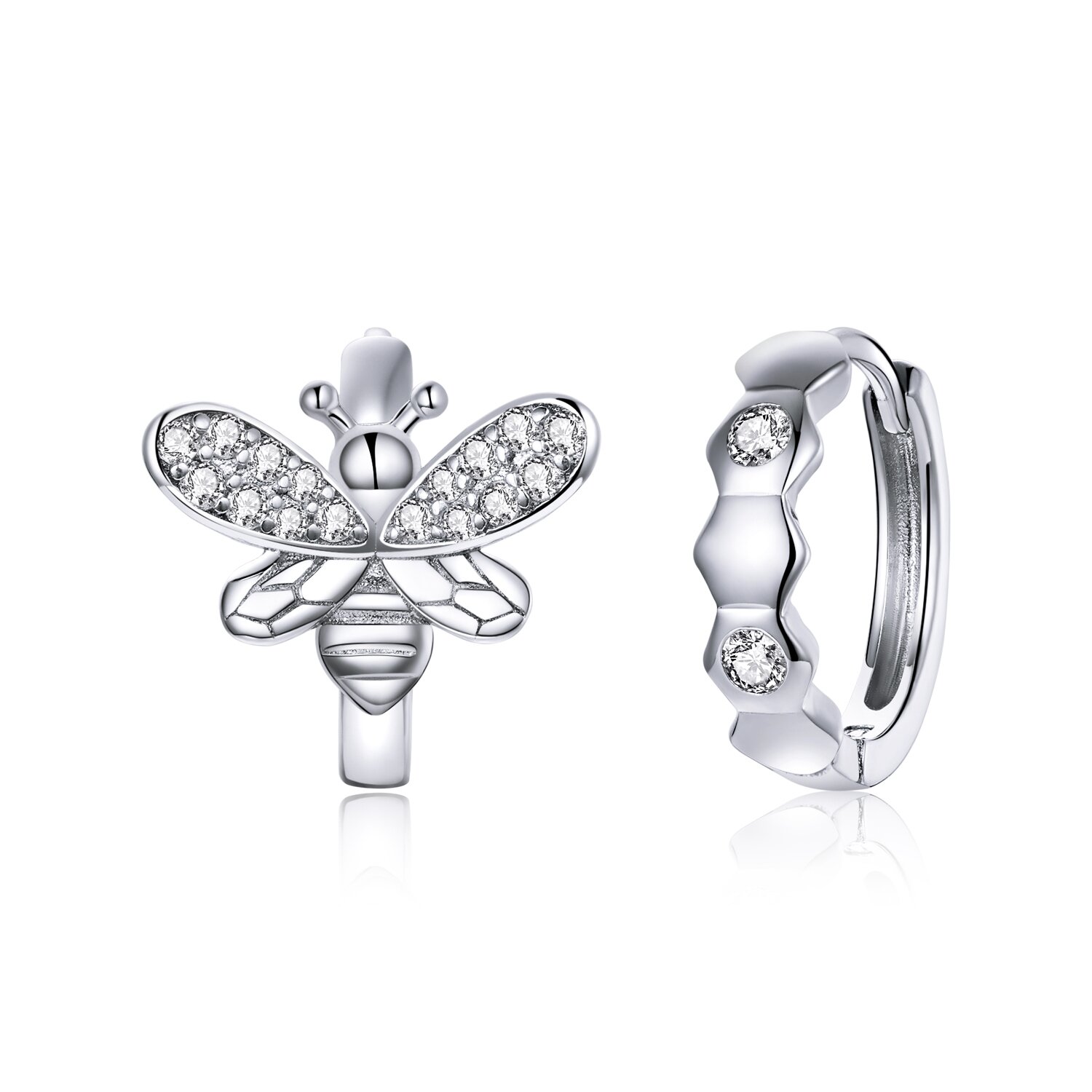 Cercei din argint crystals honeycomb hoops