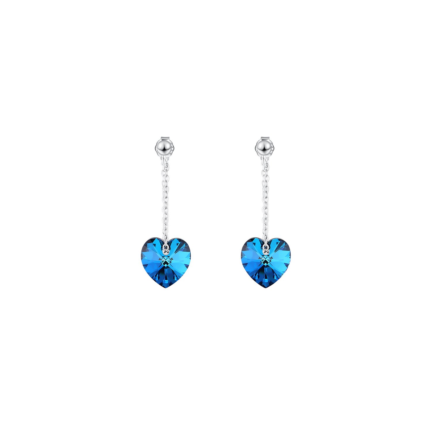 Cercei din argint cu cristale swarovski bermuda crystal hearts