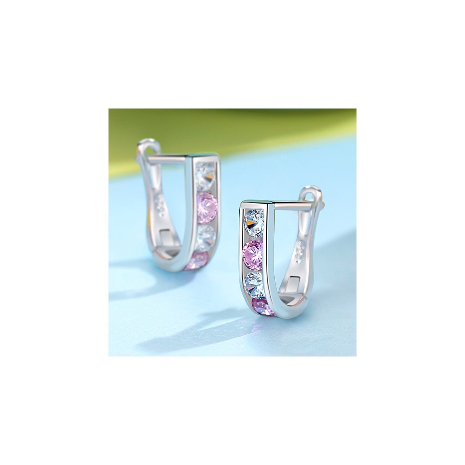 Cercei din argint cute pink crystal