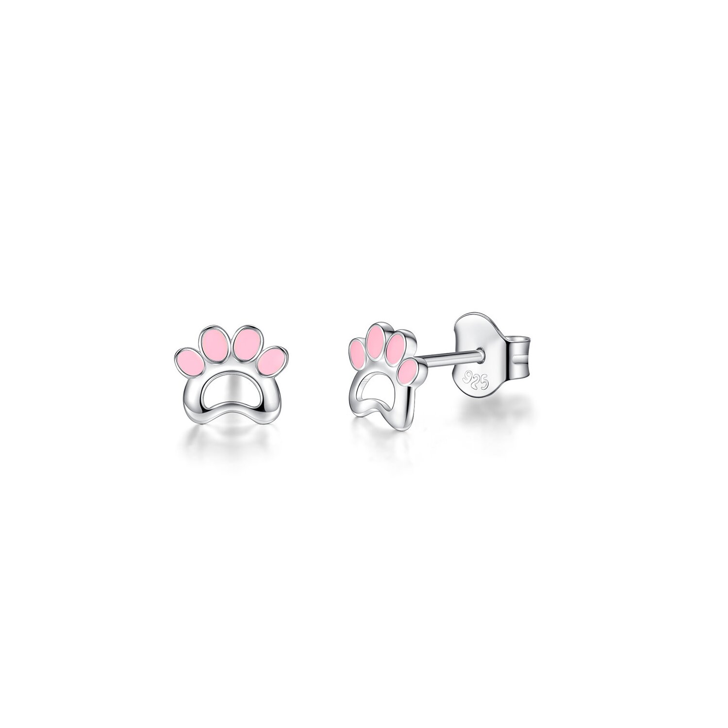 Cercei din argint email little pink paws