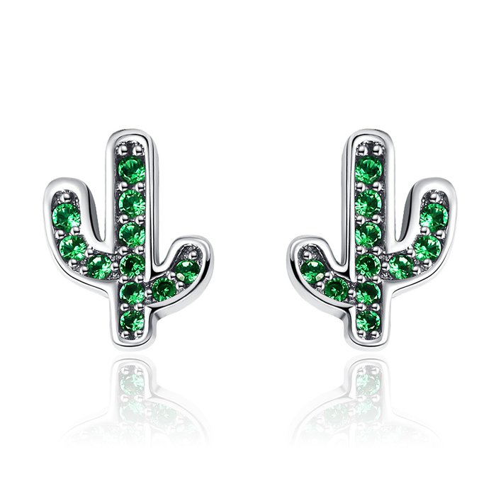 Cercei din argint glittering cactus