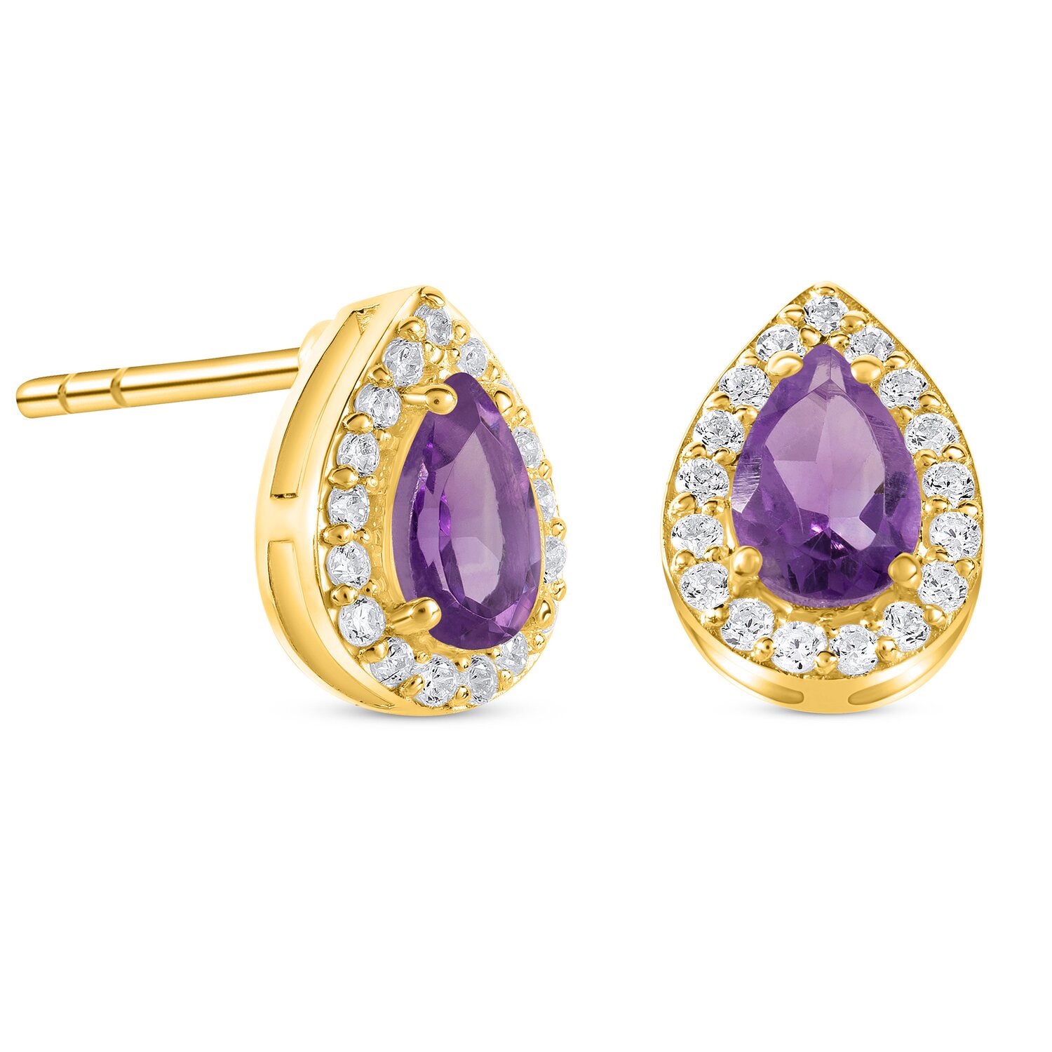 Cercei din argint Golden Amethyst Stud
