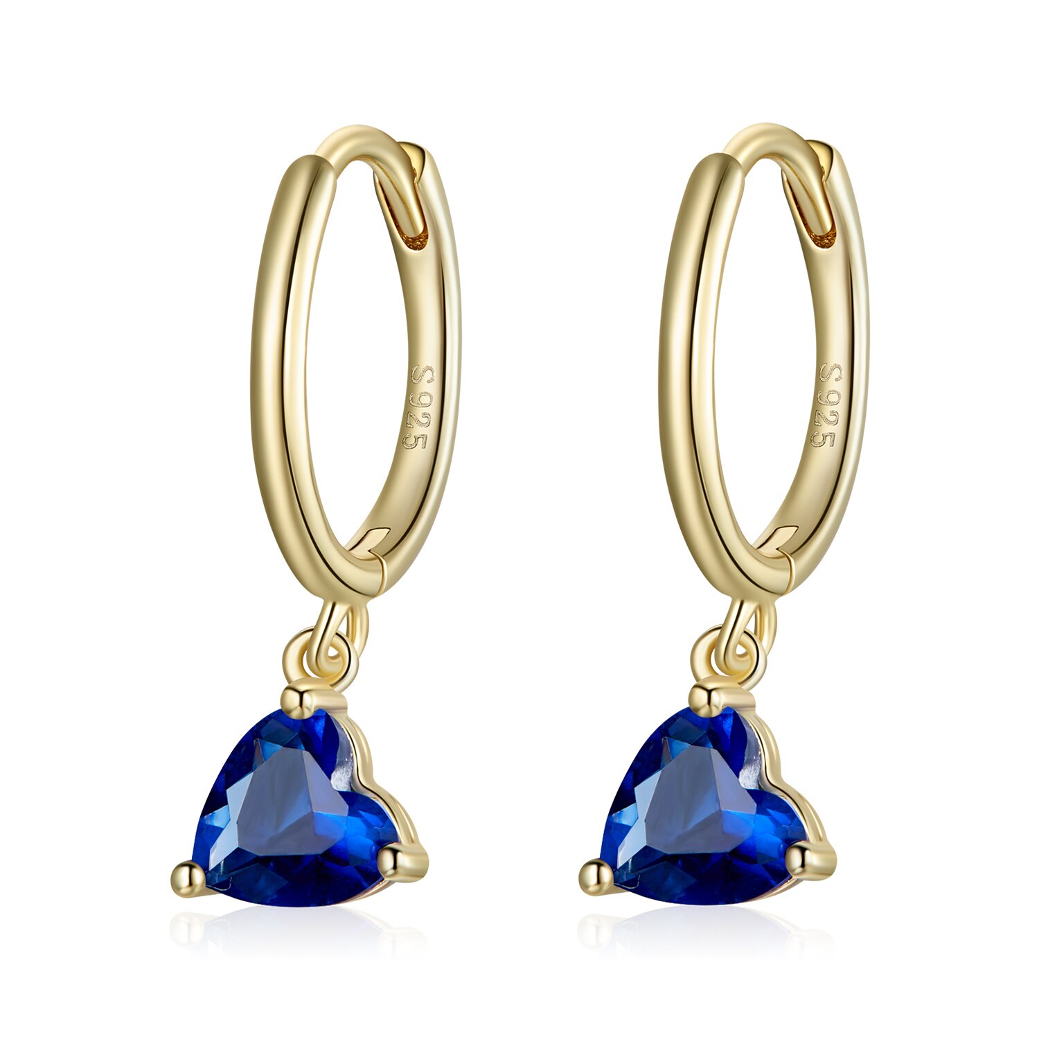 Cercei din argint golden blue heart