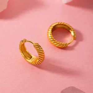 Cercei din argint Golden Croissant Hoops