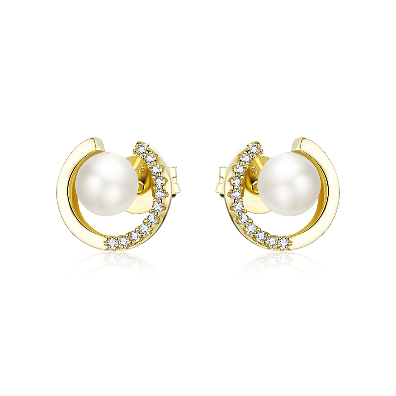 Cercei din argint golden diamonds pearls