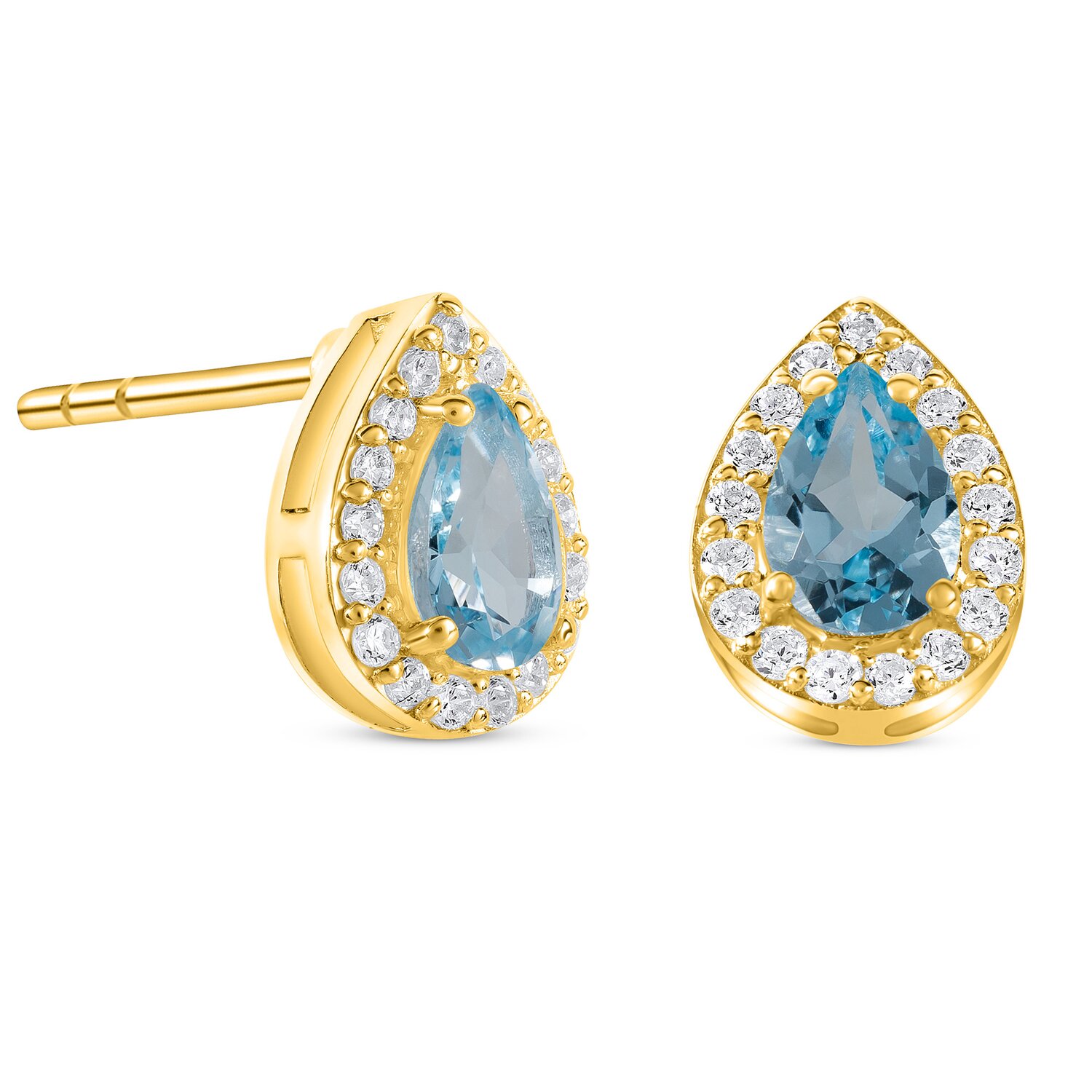Cercei din argint Golden Drop Blue Topaz