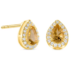 Cercei din argint Golden Drop Citrin
