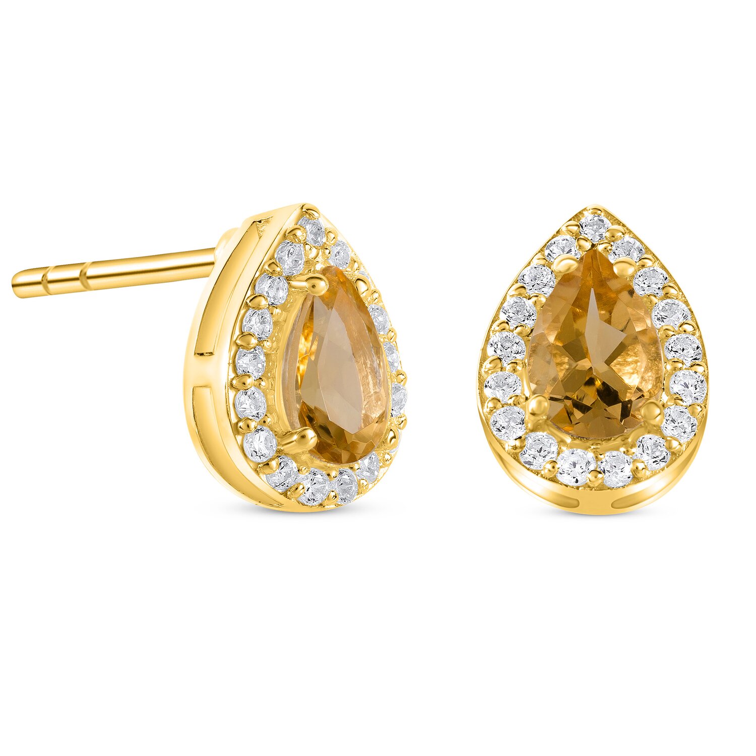 Cercei din argint Golden Drop Citrin