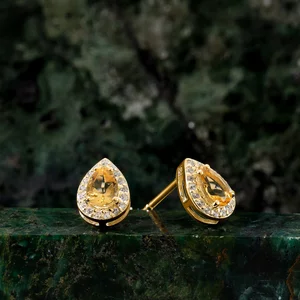 Cercei din argint Golden Drop Citrin