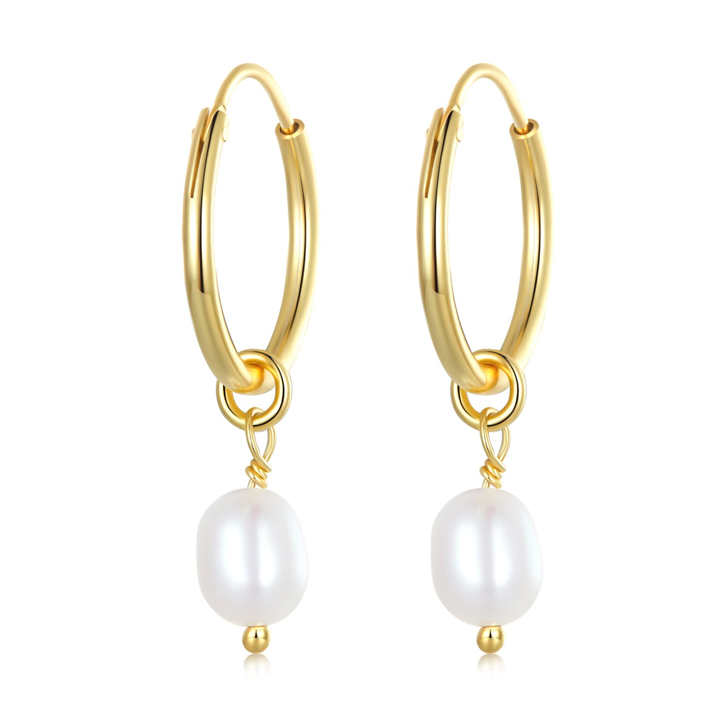 Cercei din argint Golden Drop Pearls