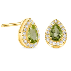 Cercei din argint Golden Drop Peridot