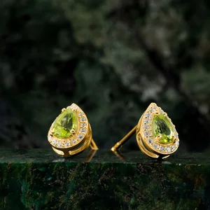 Cercei din argint Golden Drop Peridot
