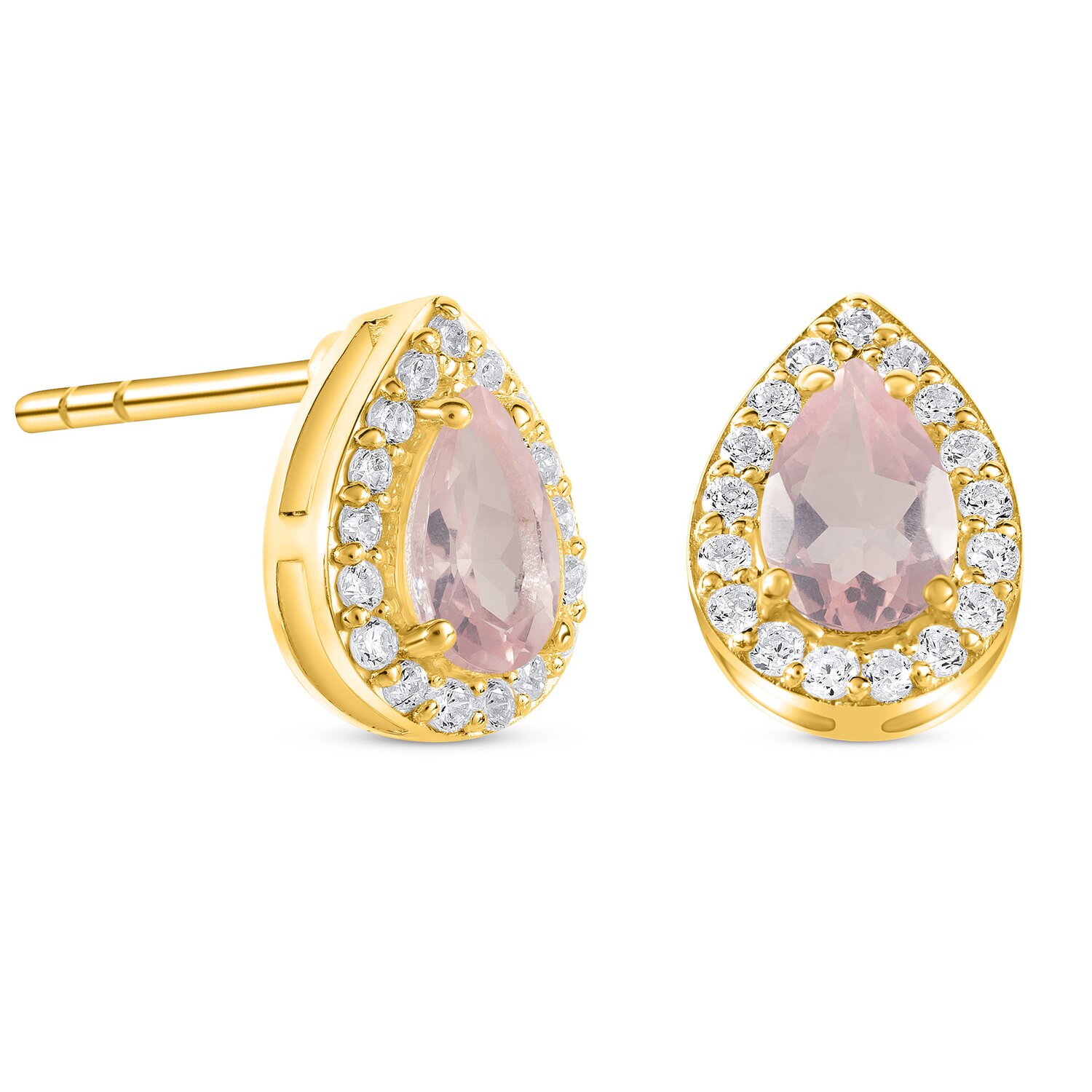 Cercei din argint Golden Drop Rose Quartz