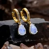 Cercei din argint Golden Elegant Moonstone Drop picture - 2