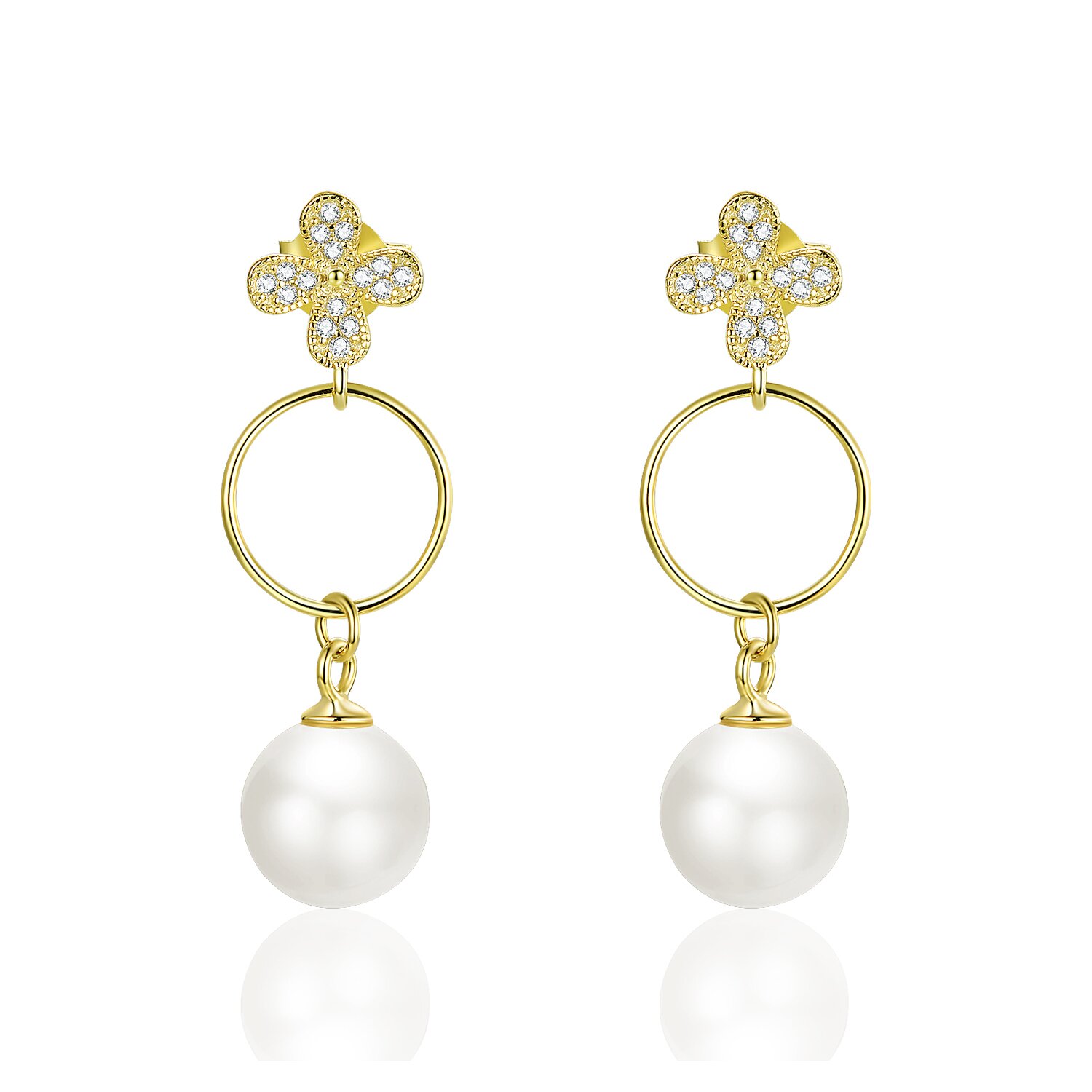 Cercei din argint golden glamour flowers