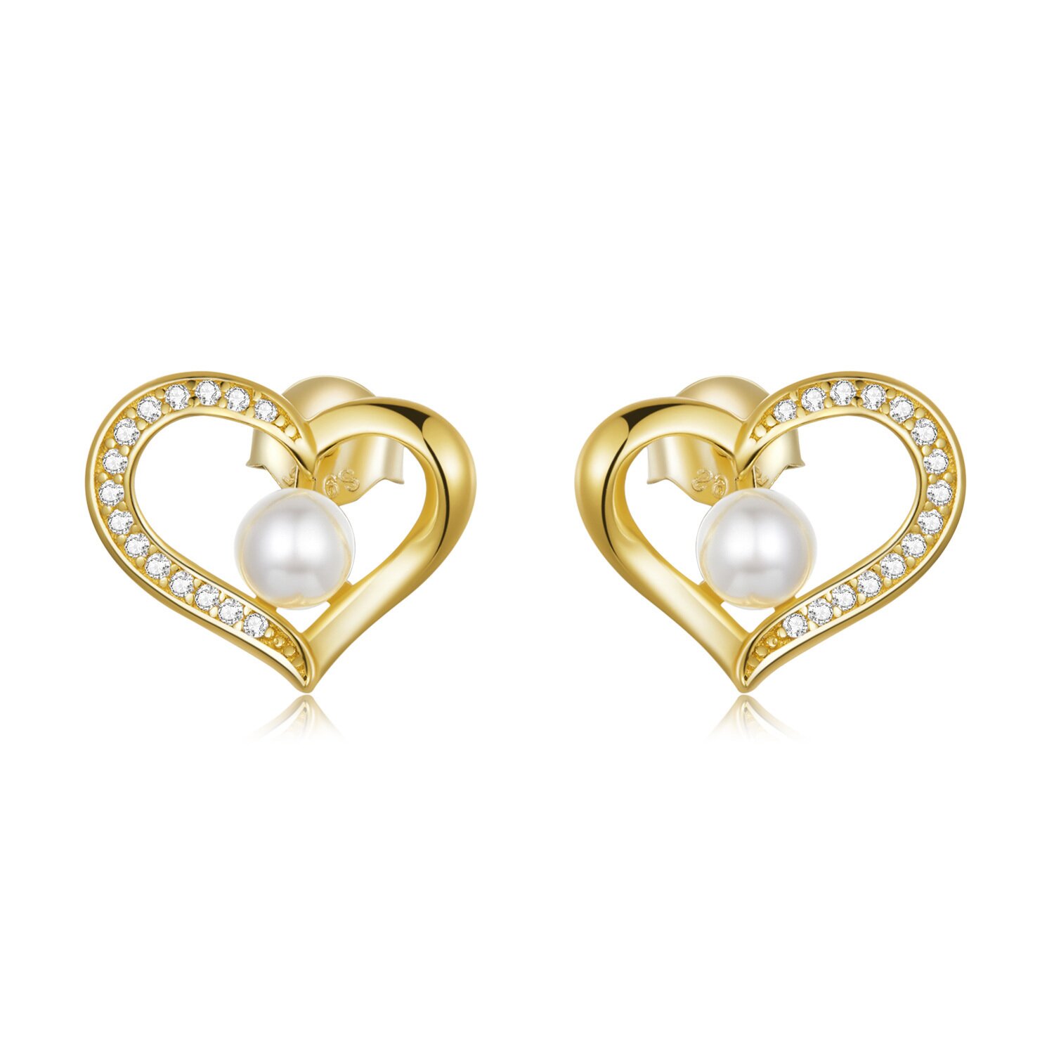 Cercei din argint Golden Hearted Pearl image3
