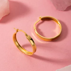 Cercei din argint Golden Light Hoops