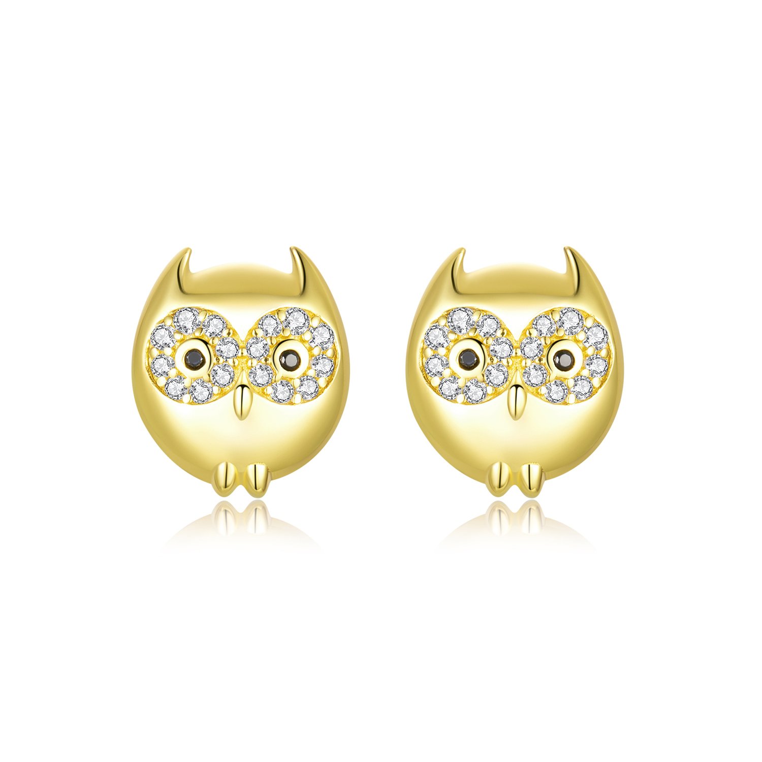 Cercei din argint golden little owl