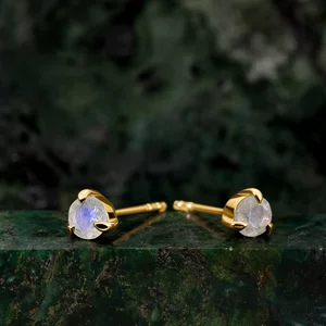 Cercei din argint Golden Moonstone Stud