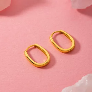 Cercei din argint Golden Oval Shape