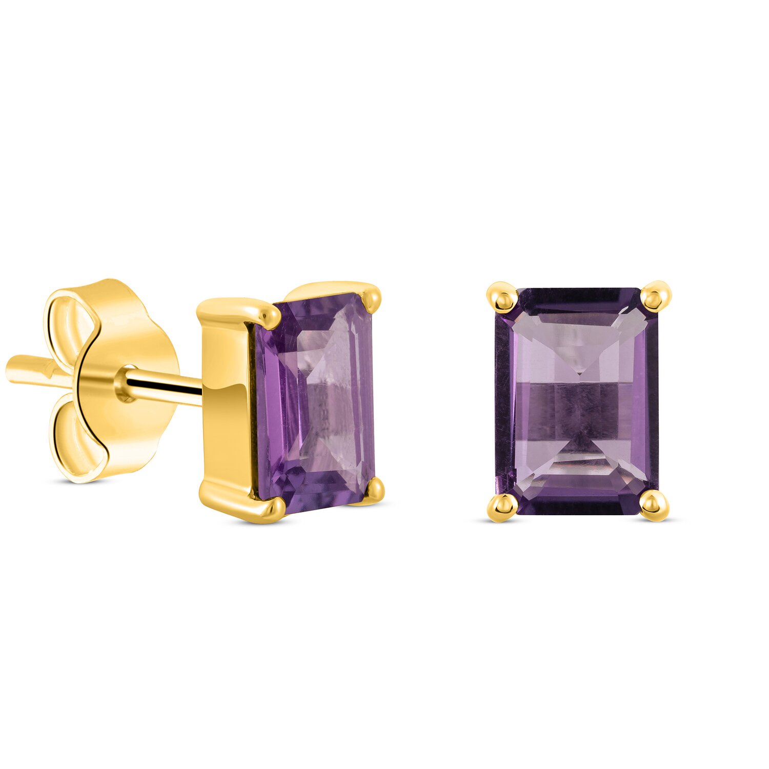Cercei din argint Golden Rectangle Amethyst Elegance