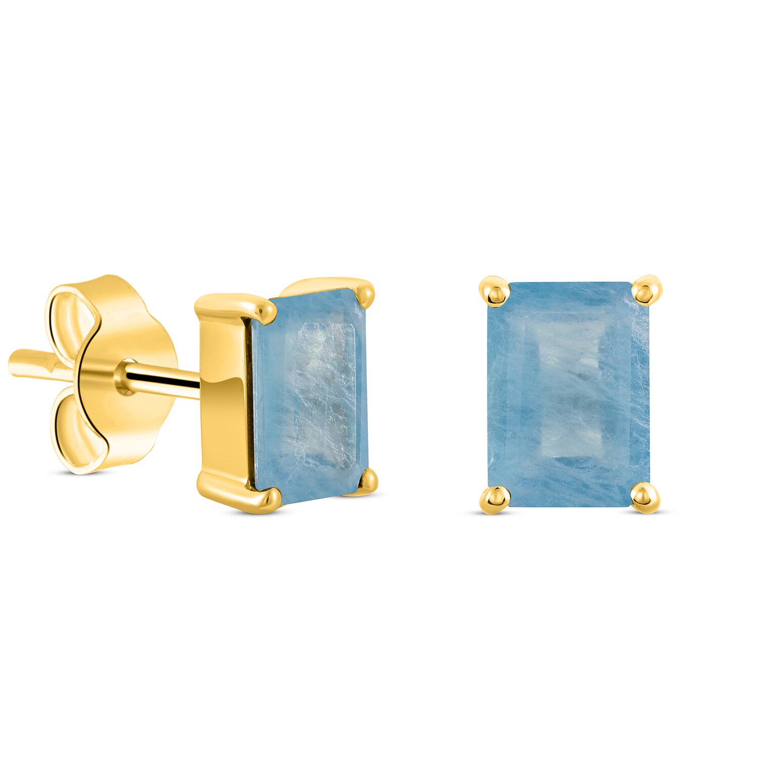 Cercei din argint Golden Rectangle Aqamarine Elegance
