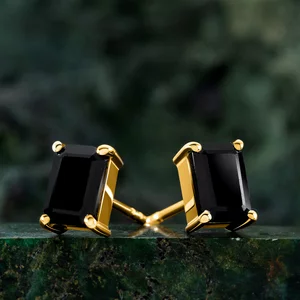 Cercei din argint Golden Rectangle Black Tourmaline Elegance