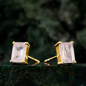 Cercei din argint Golden Rectangle Quartz Elegance