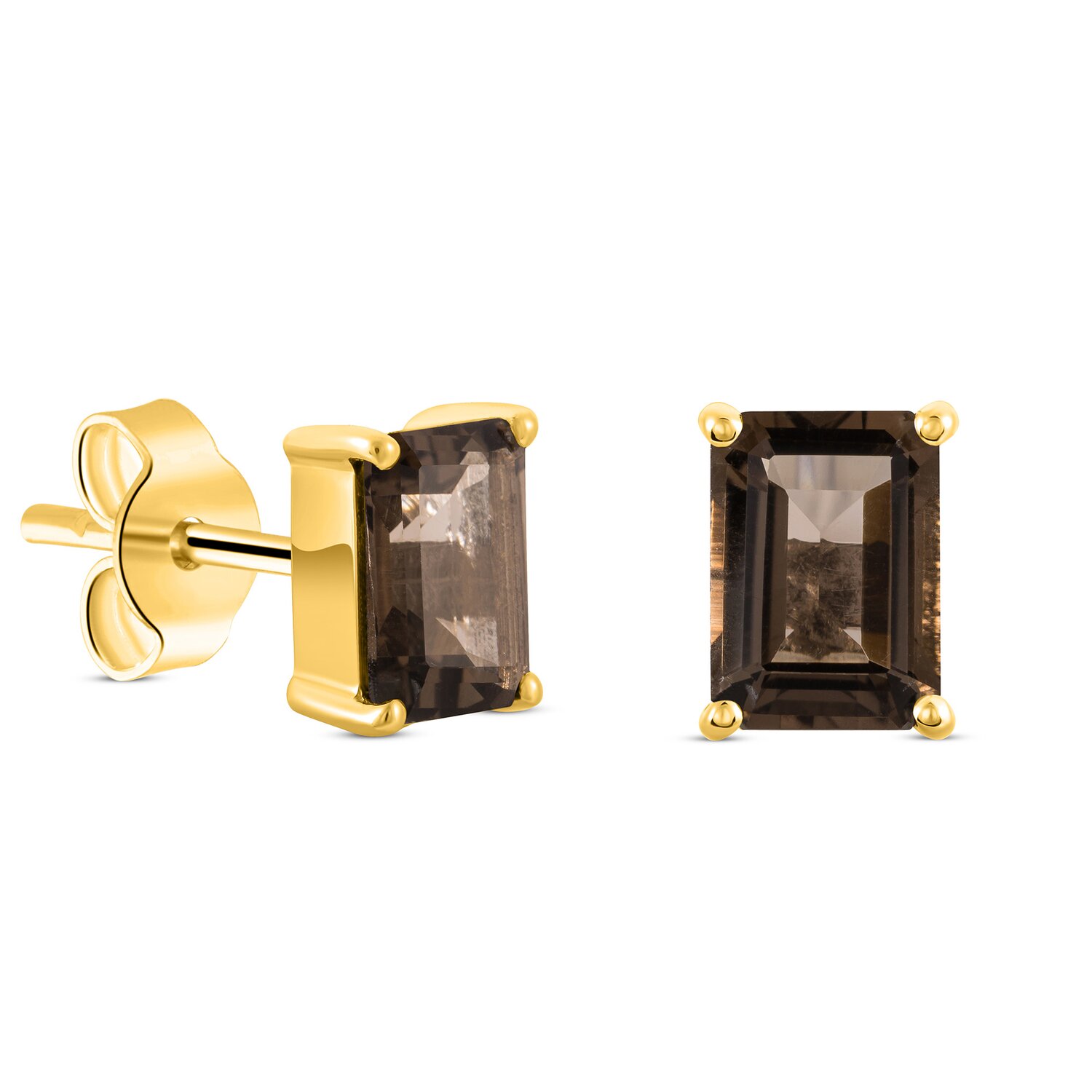 Cercei din argint Golden Rectangle Smoky Quartz Elegance