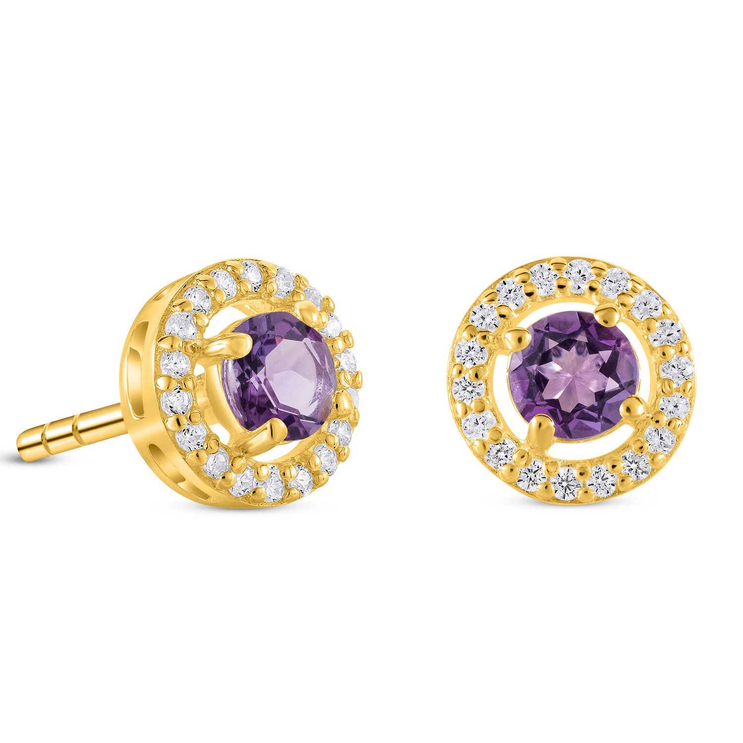 Cercei din argint Golden Starlit Amethyst