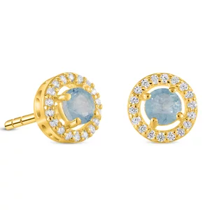 Cercei din argint Golden Starlit Aquamarine
