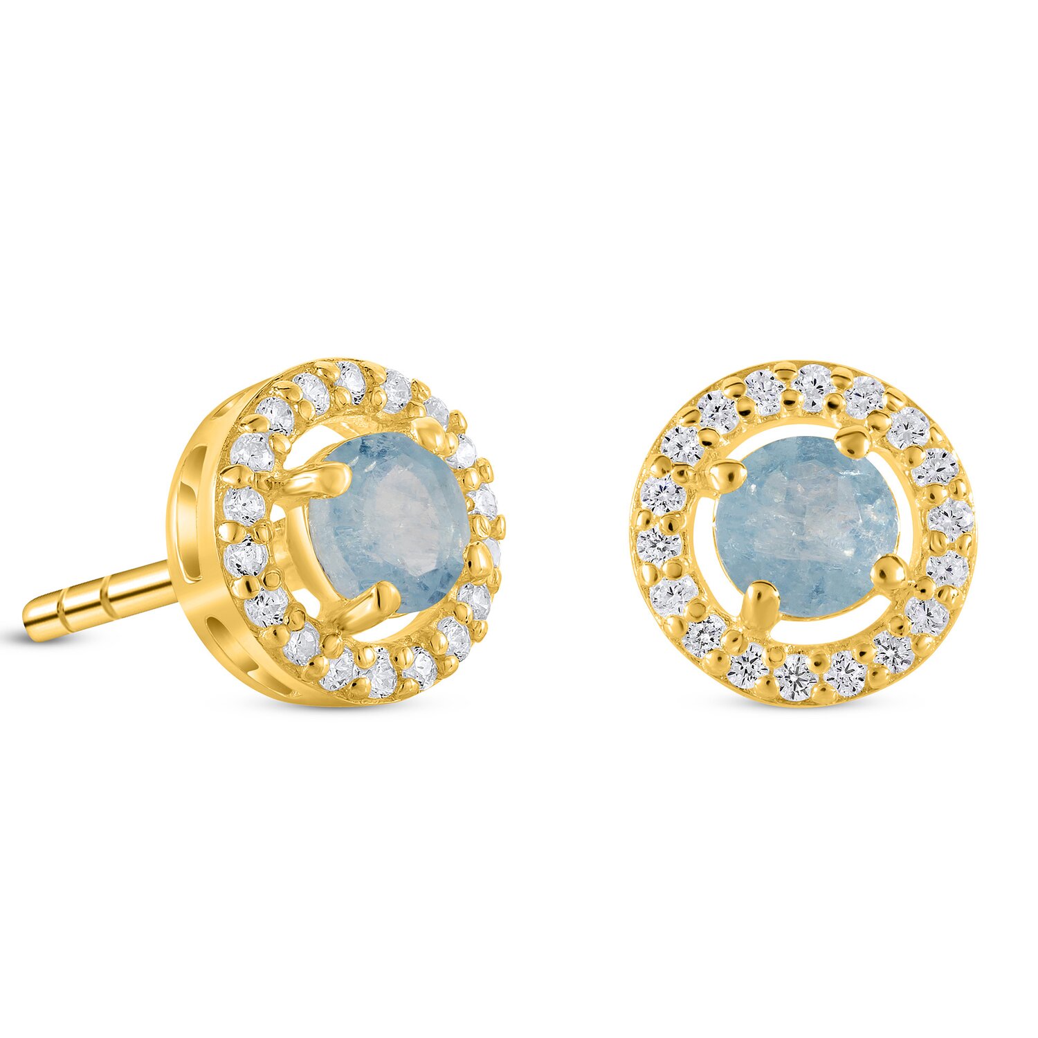 Cercei din argint Golden Starlit Aquamarine
