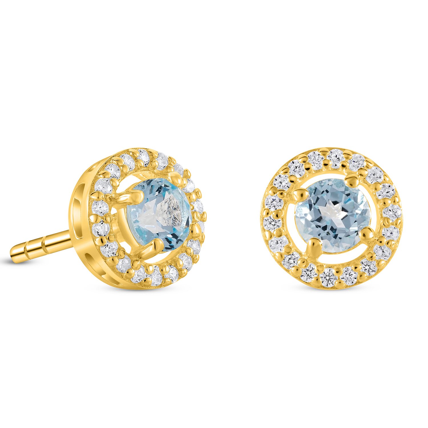 Cercei din argint Golden Starlit Blue Topaz